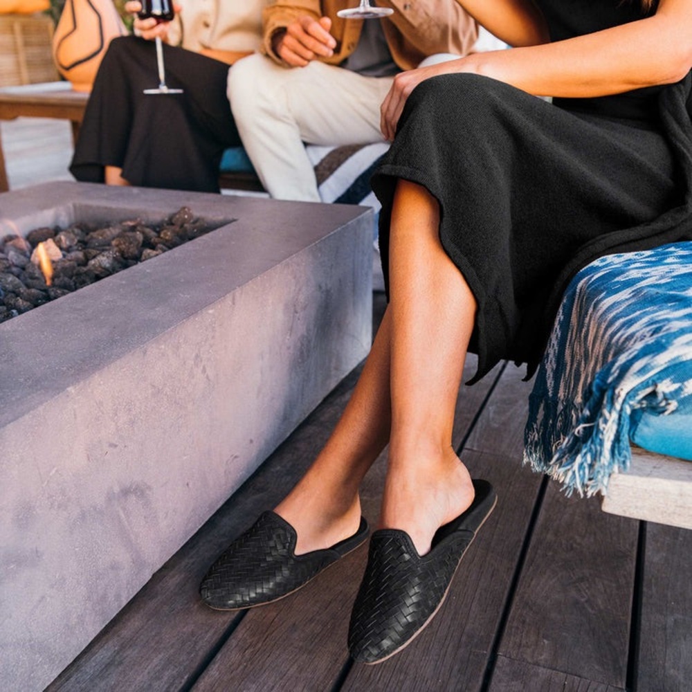 SoftWalk San Marcos II Woven Black Leather Slip-On Clogs